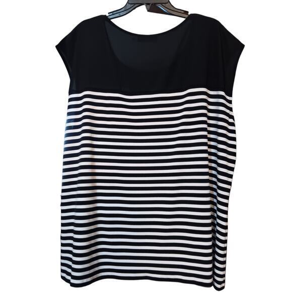 CALVIN KLEIN Top Shirt Plus Size 3X Stretch Career Animal Print Colorblock - Picture 2 of 8